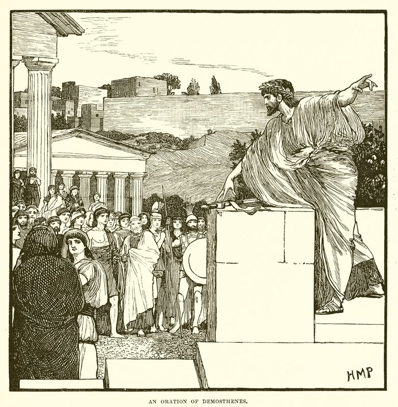Een redevoering van Demosthenes door English School