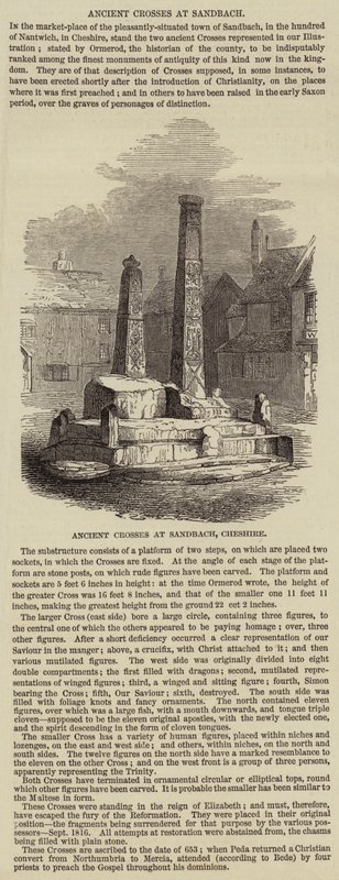 Oude Kruis bij Sandbach (gravure) door English School