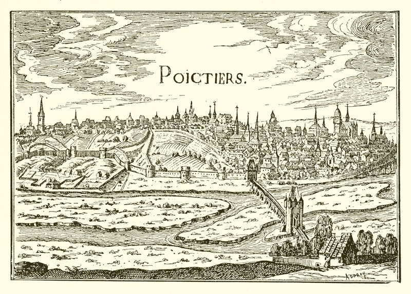Oude weergave van Poitiers door English School