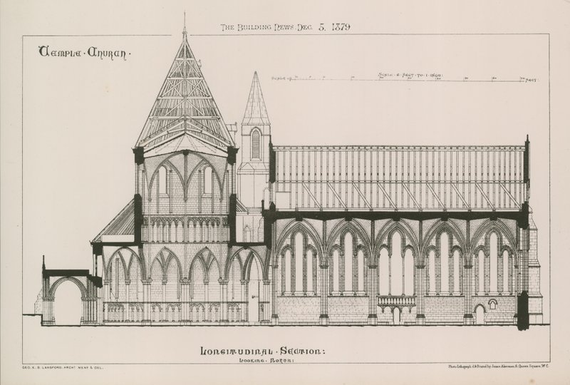 Architectonisch uitzicht op de Temple Church door English School