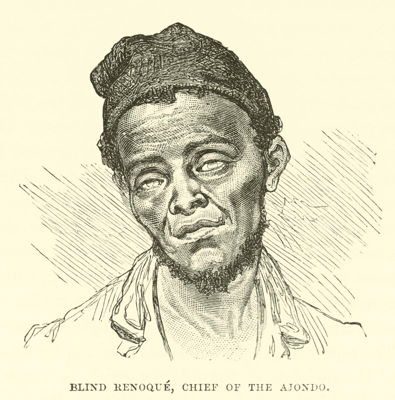 Blinde Renoque, hoofd van de Ajondo door English School