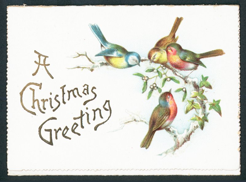 Pimpelmezen en Roodborstjes, Kerstkaart door English School