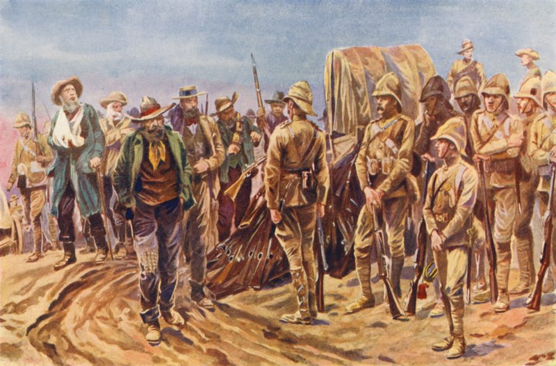 Boeren geven zich over na de Slag bij Paardeberg door English School