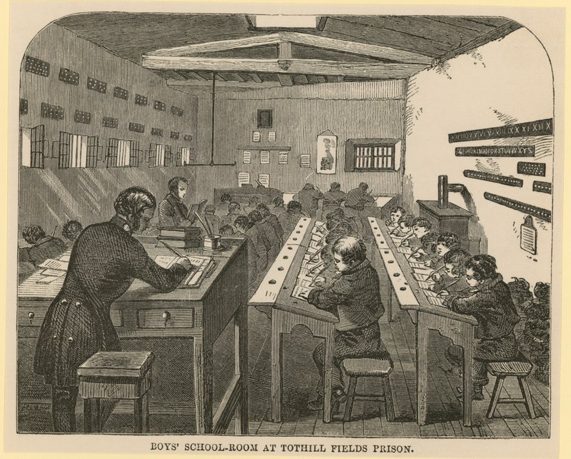Jongensklaslokaal in Tothill Fields Prison door English School