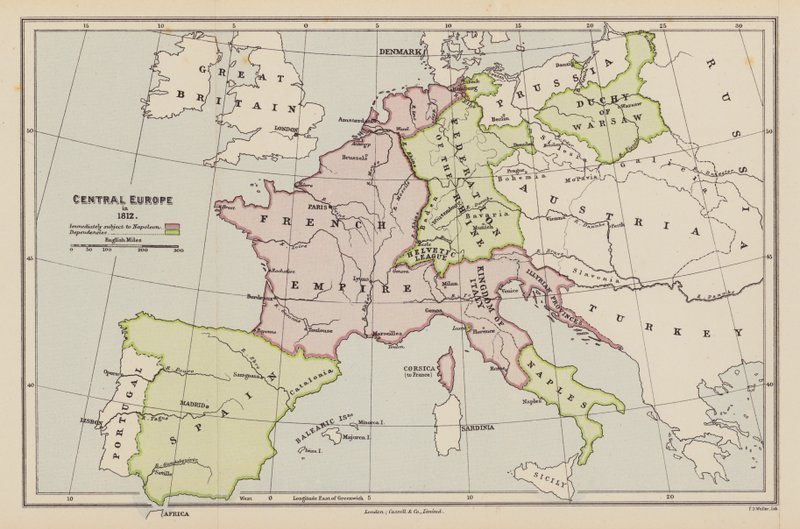 Centraal Europa in 1812 door English School
