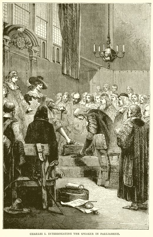Karel I ondervraagt de voorzitter in het parlement door English School