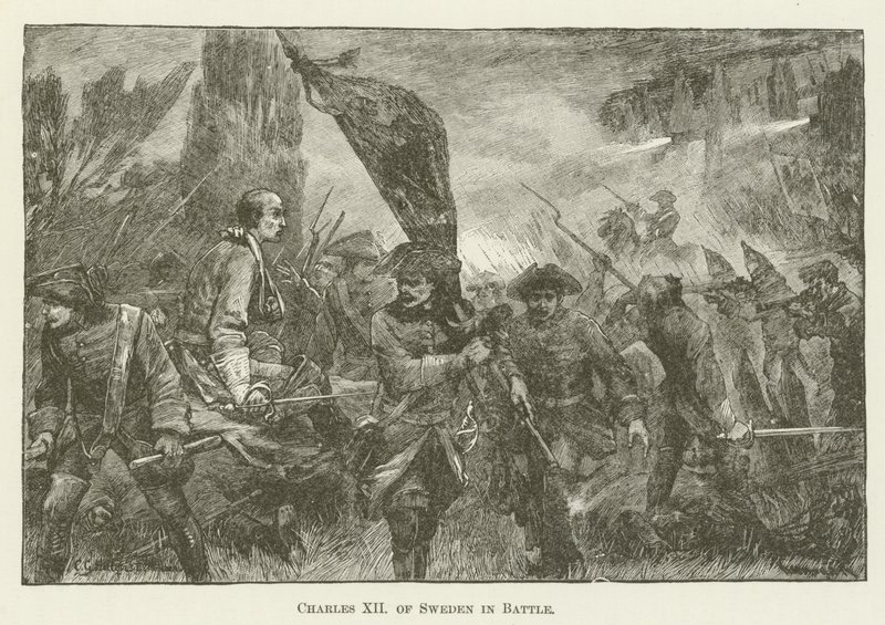 Karel XII van Zweden in de strijd door English School