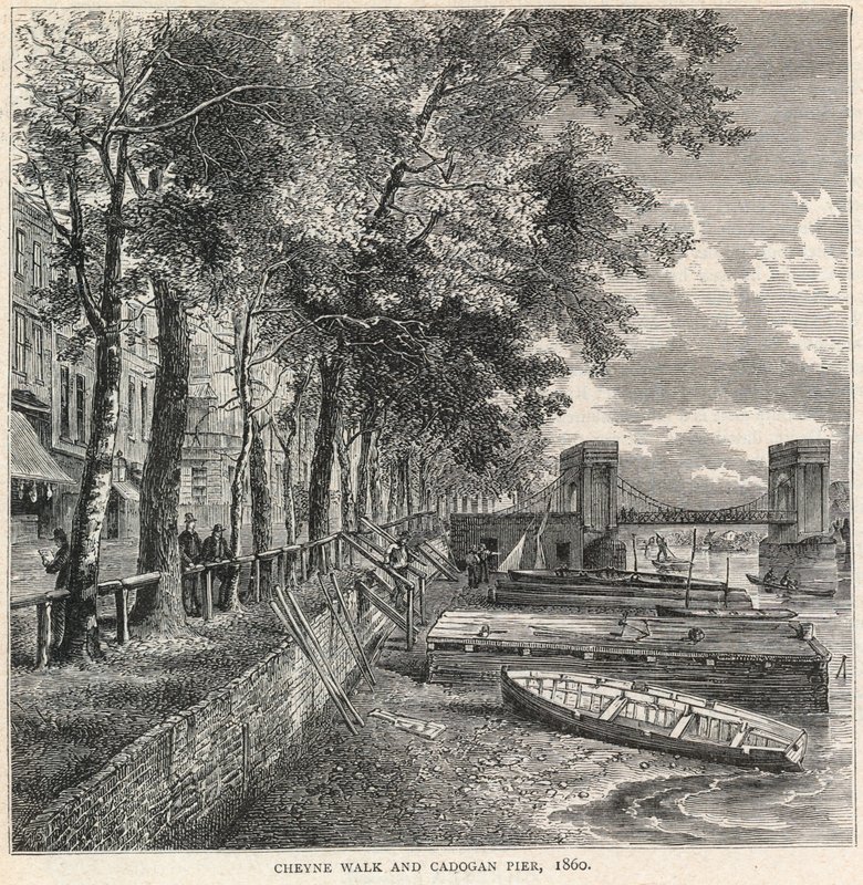 Cheyne Walk en Cadogan Pier, 1860 door English School