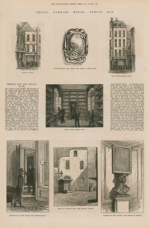 Childs Banking House in Temple Bar door English School