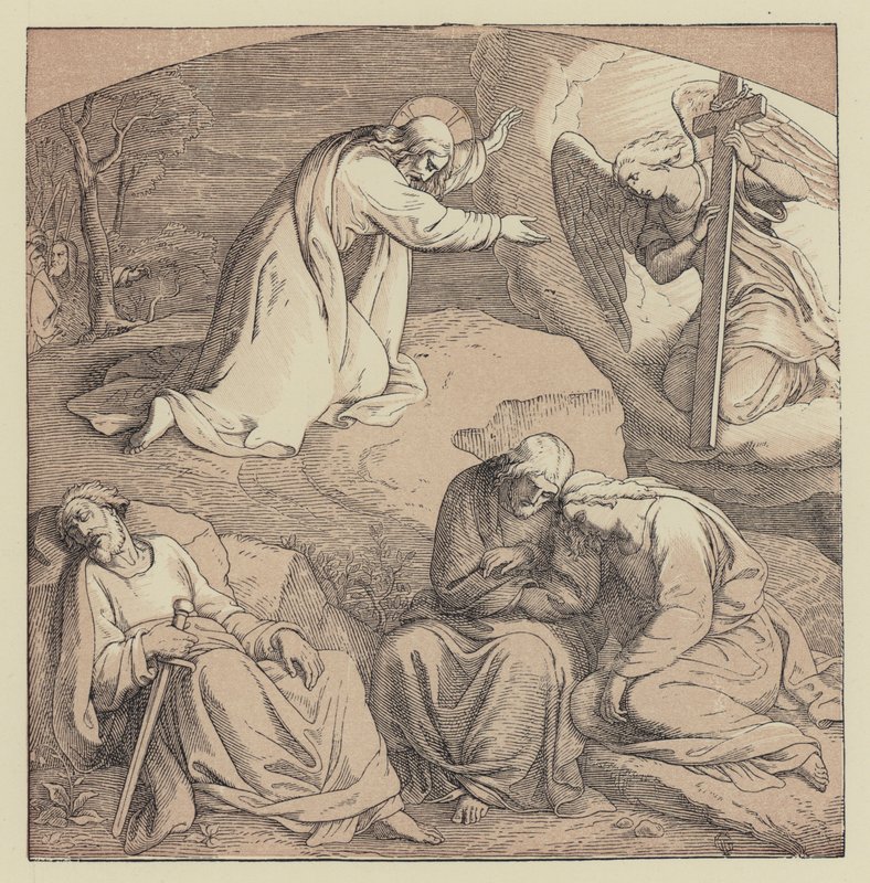 Christus in de Tuin (gravure) door English School