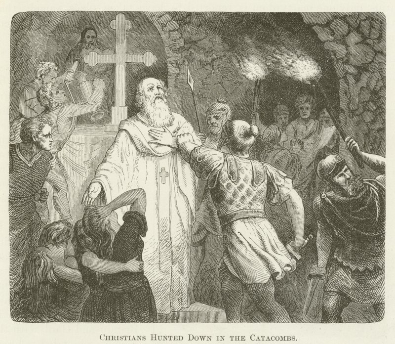 Christenen opgejaagd in de catacomben door English School