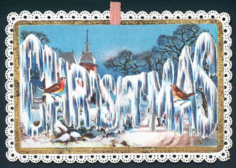 Kerstwoorden in ijs door English School