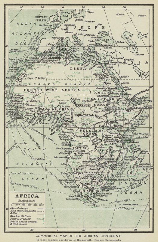 Commerciële kaart van het Afrikaanse continent door English School