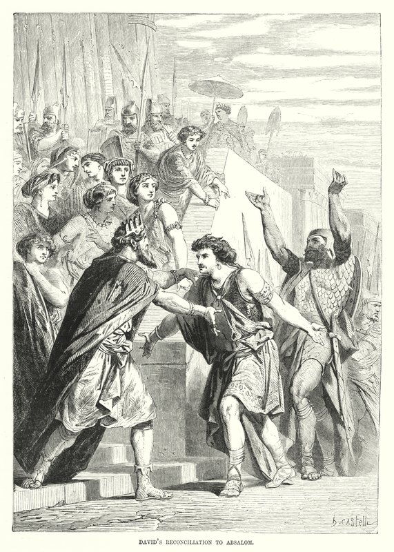 Davids verzoening met Absalom (gravure) door English School