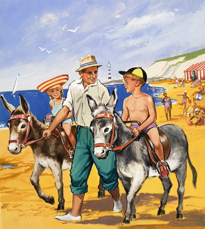 Ezelritjes op het strand door English School