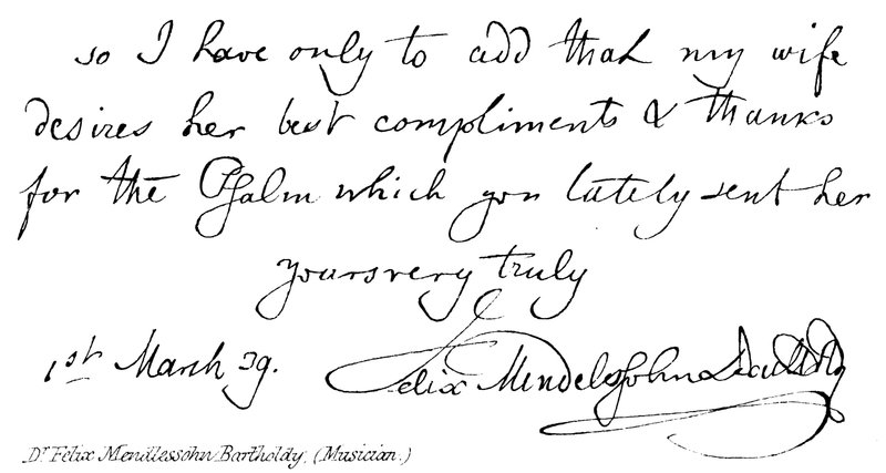Dr Felix Mendelssohn Bartholdy, Musicus door English School