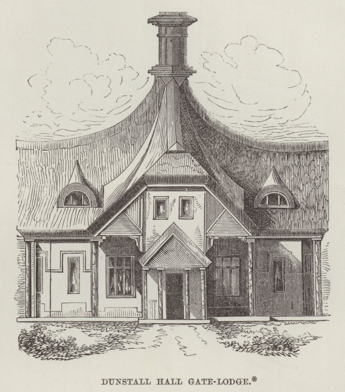 Dunstall Hall Poort-Lodge (gravure) door English School