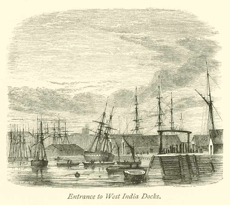 Ingang naar West India Docks door English School