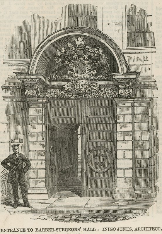 Ingang van de Barber-Surgeons Hall, Monkwell Street door English School