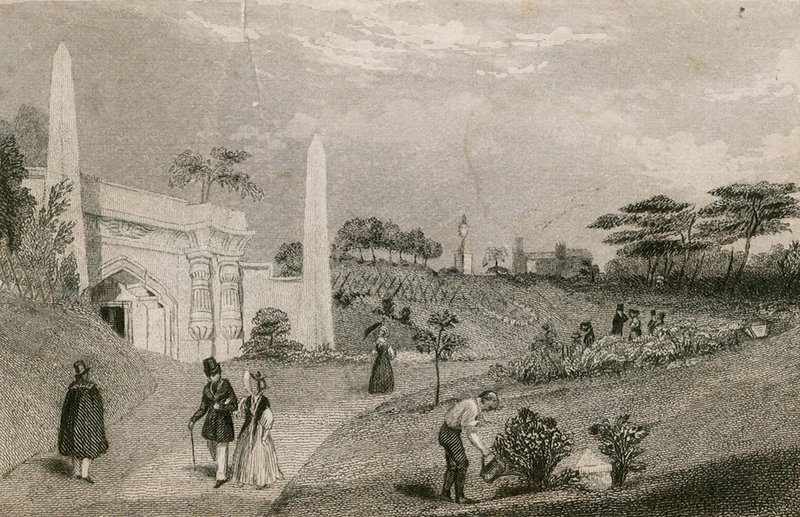Ingang van de Catacombe, Highgate Cemetery, Londen door English School