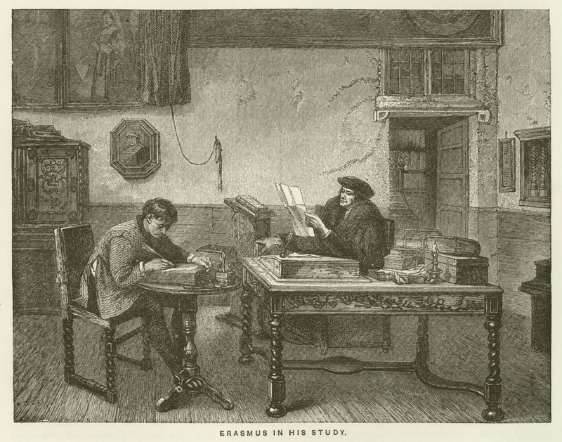 Erasmus in zijn studeerkamer door English School