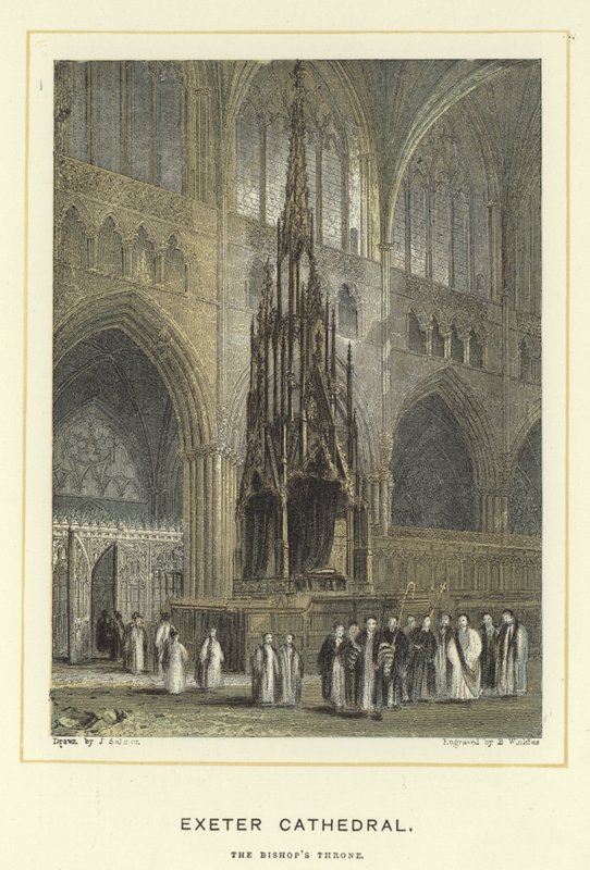 Exeter Kathedraal, bisschopstroon door English School