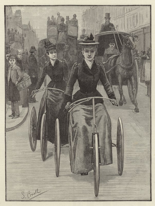 Vrouwelijke Fietsers door English School