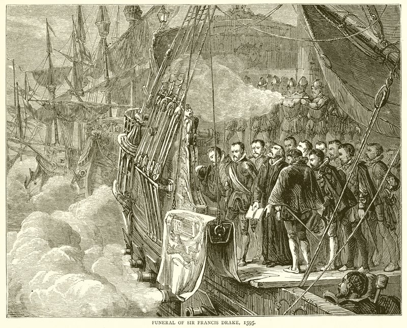 Begrafenis van Sir Francis Drake, 1595 door English School