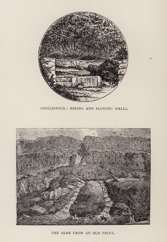 Giggleswick, Eb en vloed bronnen (gravure) door English School