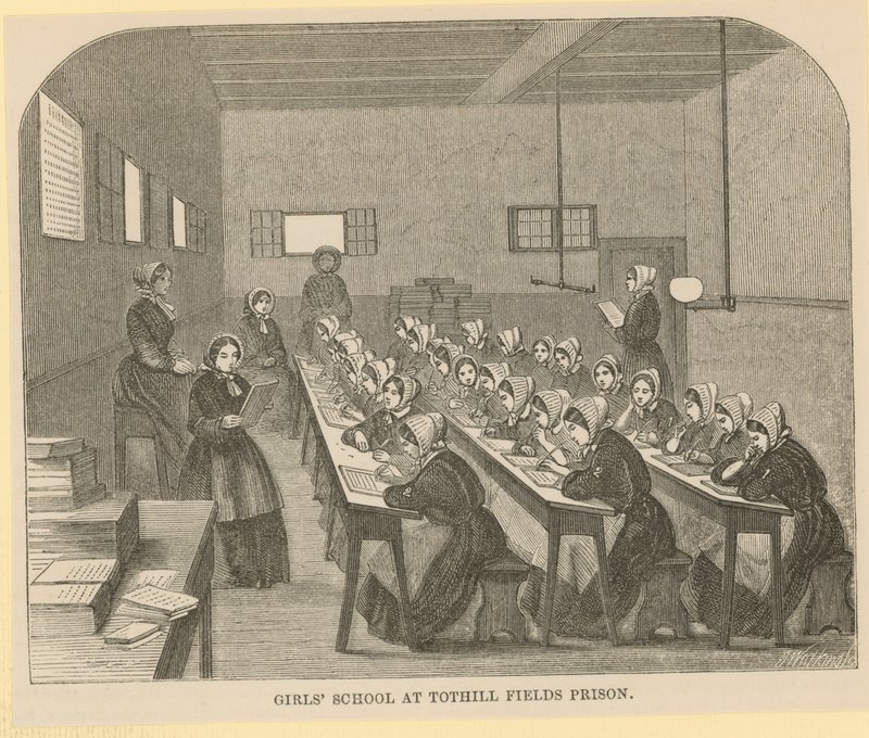 Meisjesschool in Tothill Fields Prison door English School