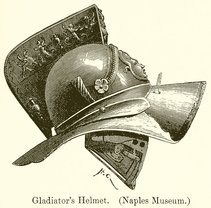 Helm van een gladiator. (Napels Museum) door English School