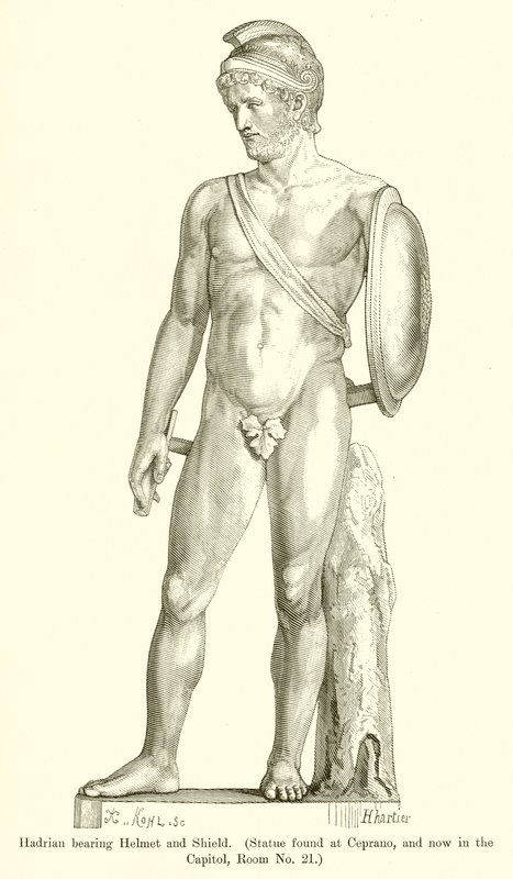 Hadrianus met helm en schild door English School