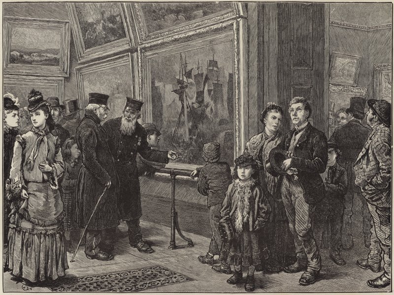 Vakantiemensen in de National Gallery door English School