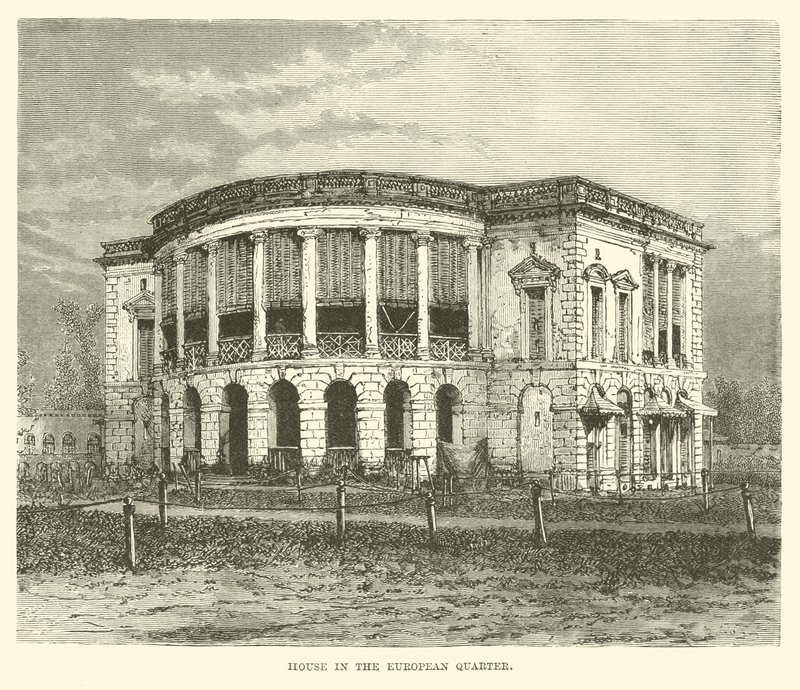 Huis in de Europese Wijk, Calcutta, India door English School