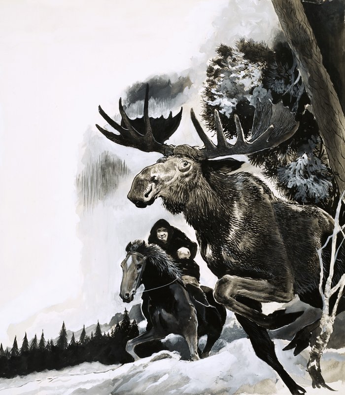 Jacht op een elandstier door English School