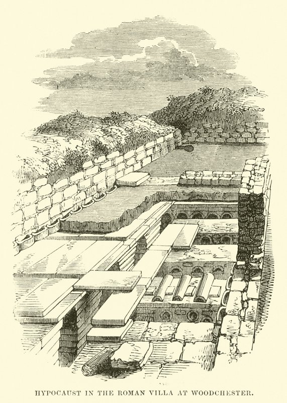 Hypocaust in de Romeinse villa in Woodchester door English School