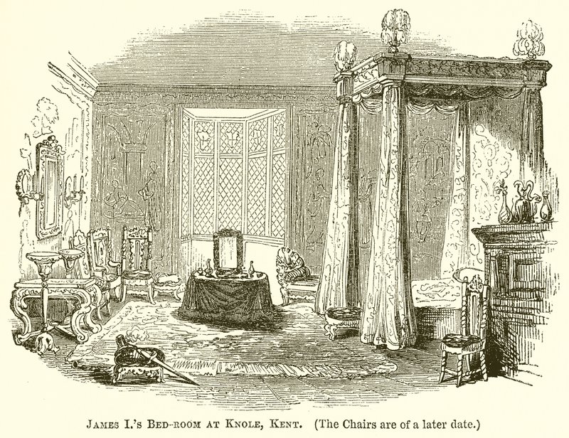 Slaapkamer van James I in Knole, Kent door English School