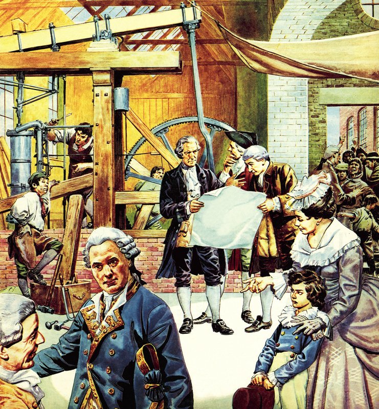 Stoommachine van James Watt door English School