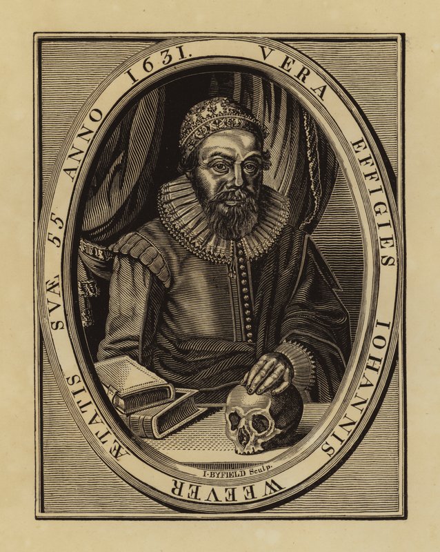 John Weever, Engelse dichter en antiquair (gravure) door English School
