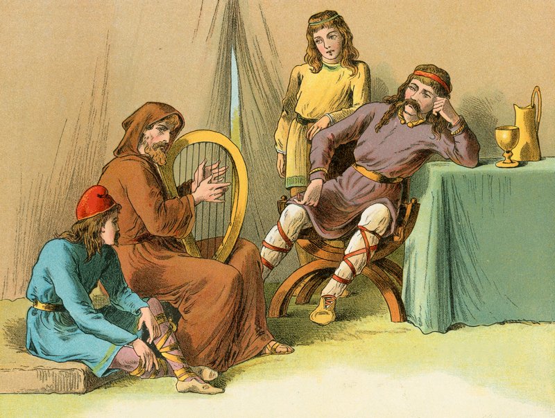 Koning Alfred in Guthrums tent door English School