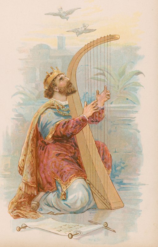 Koning David speelt de harp door English School