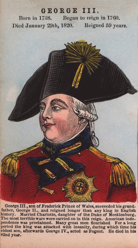 Koning George III (gekleurde gravure) door English School