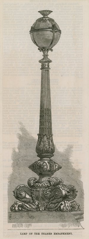 Lamp op de Thames Embankment, Londen door English School