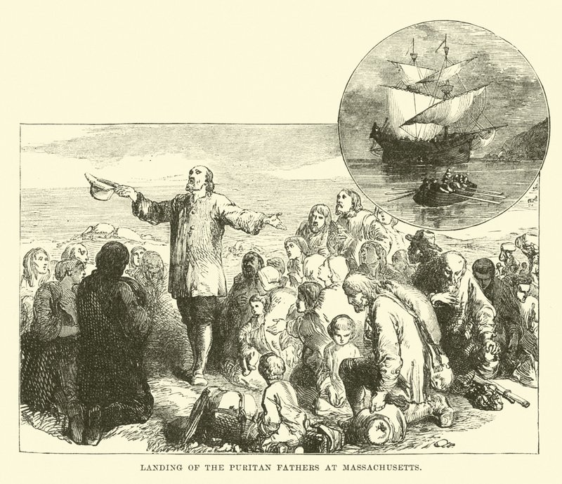 Landing van de Puriteinse Vaders in Massachusetts door English School