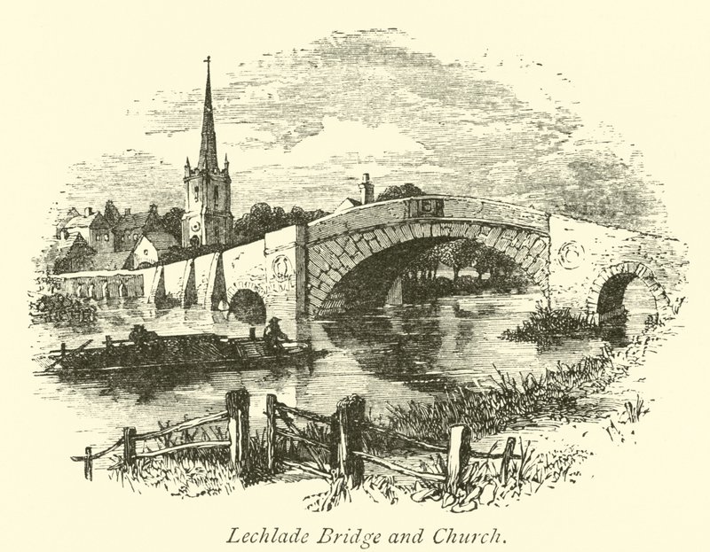 Lechlade brug en kerk door English School