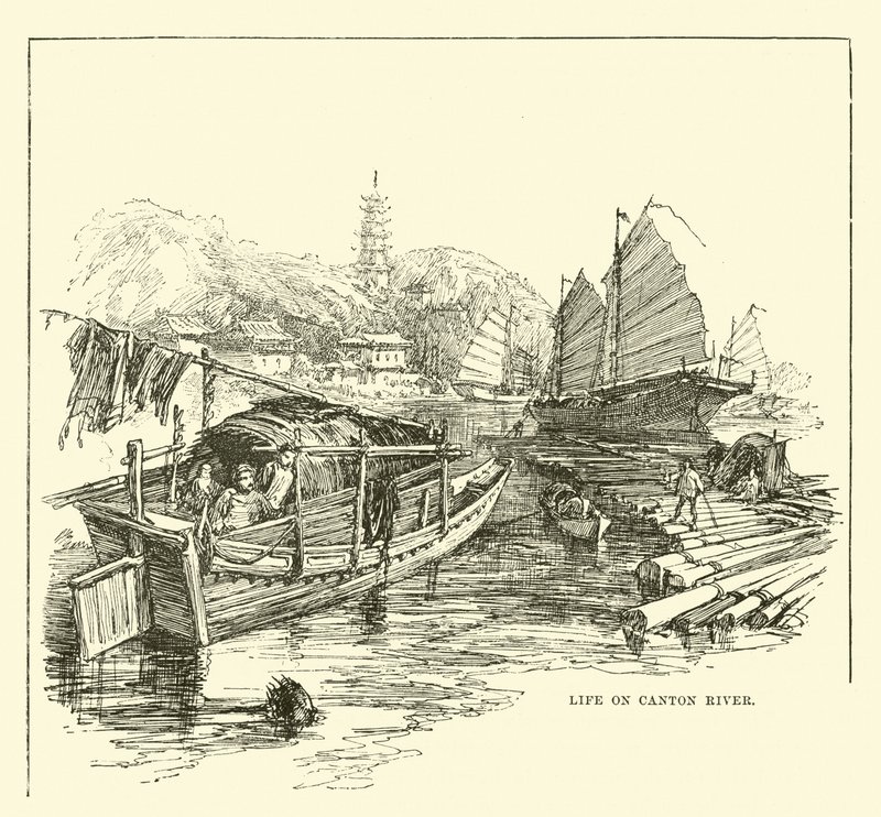 Leven op de Canton-rivier door English School