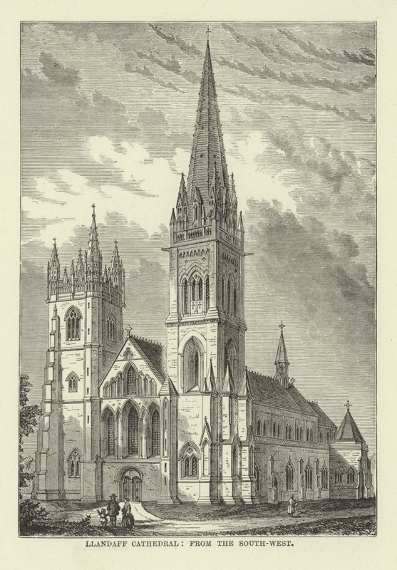 Llandaff-kathedraal, vanuit het zuidwesten door English School