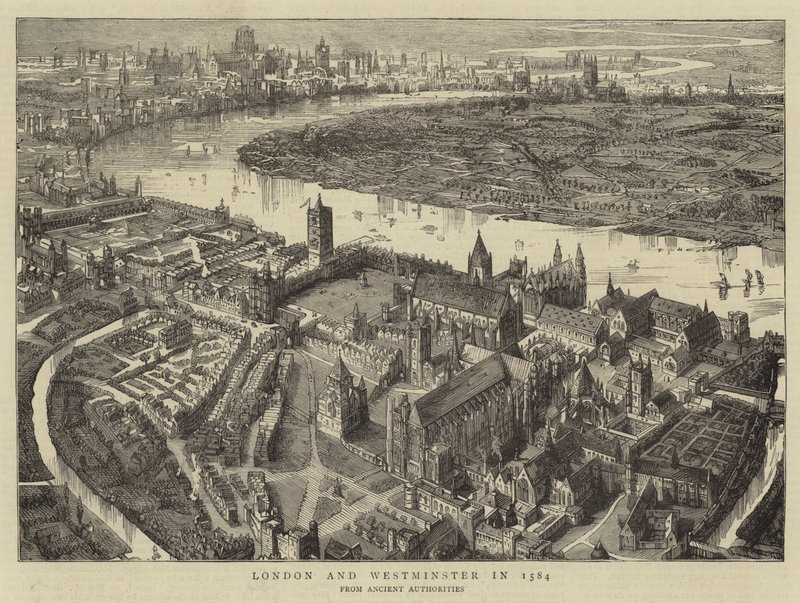 Londen en Westminster in 1584 door English School