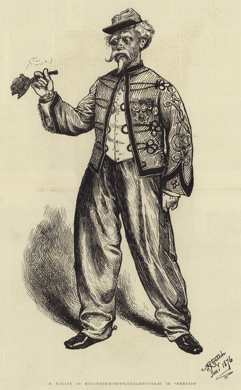 M Marius, als Roland-de-Roncevaux-Ramponneau in "Nemesis" door English School