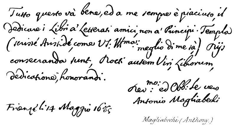 Magliabechi, Anthony door English School